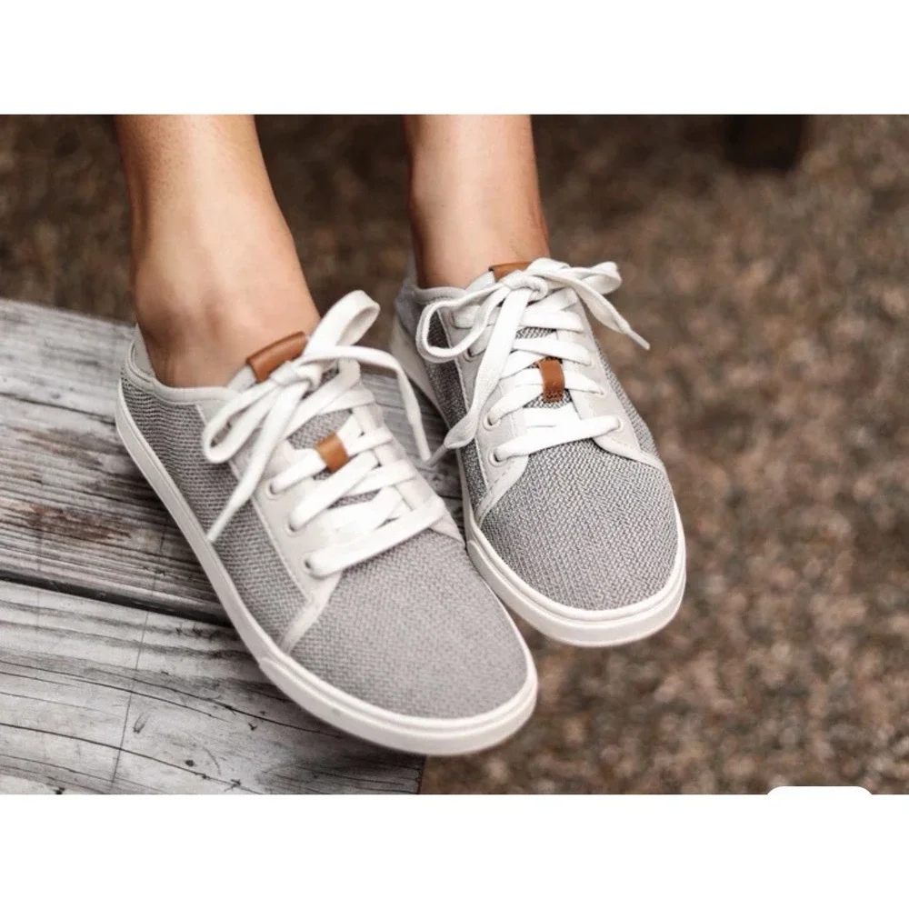 Olukai Sneakers Women 8 38 Pehuea Li Fabric Mesh Convertible Fold Down Heel Grey